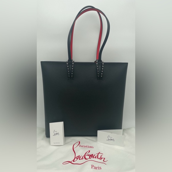 NEW CHRISTIAN LOUBOUTIN CABATA BLACK LEATHER ZIP TOTE SHOULDER BAG NWT AUTHENTIC - Picture 6 of 14